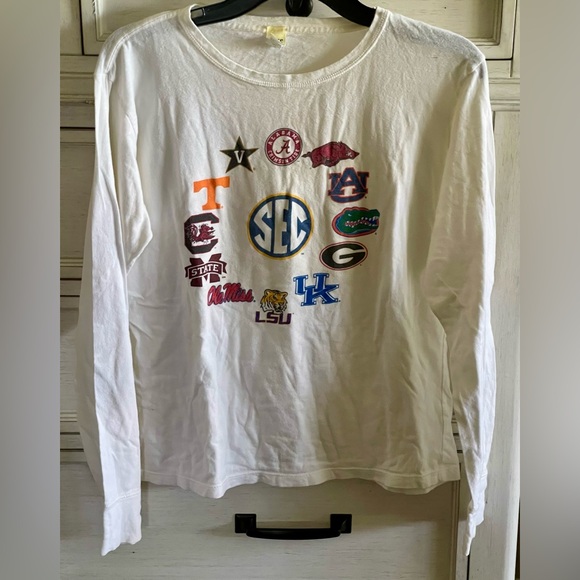 Step Ahead Tops - Vintage Ladies SEC Southeastern Conference NCAA Teams White Longsleeve M…